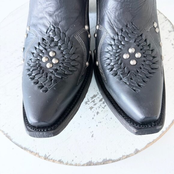 Lane COSSETTE Womens Cowboy Boots 9.5 Black Western Cowgirl Mid Calf Snip Toe - Picture 6 of 11